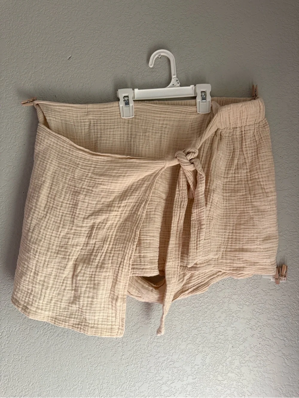 2XL cotton/ Gauze Wrap Skort with Side Tie CREAM
